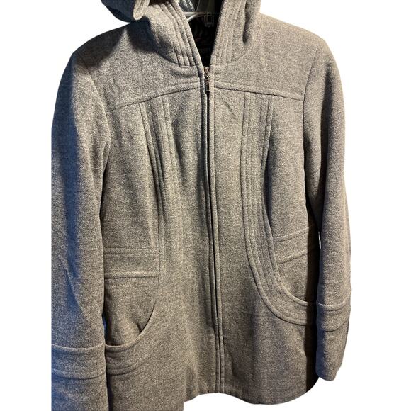 Fleet Street Ltd Wool Blend Hooded Coat Jacket Medium Gray Zipper Outdoor Travel - Picture 1 of 13